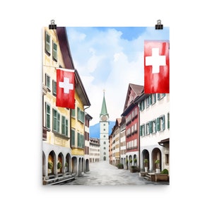 Zurich Old Town Watercolor Print | Switzerland Travel Gift | Swiss Wall Art | European Cityscape | Europe Street Decor | Historic City