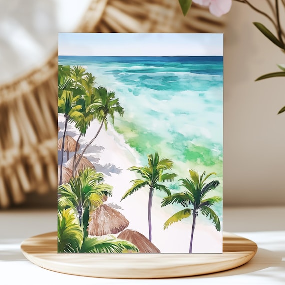 Punta Cana Watercolor Print, Dominican Republic Caribbean Beach Art, Tropical Island Poster, Paradise Wall Decor, Exotic Seascape Travel Art
