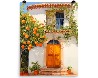 Andalusia Orange Tree | Watercolor Print | Spain Travel Gift | Spanish Wall Art | Fresh Oranges Poster | Mediterranean Fruit Illustration