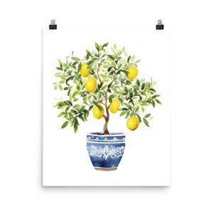 Watercolor Lemon Tree Print | Italy Lemons | Farm House Decor| Plants Floral | Bohemian| Boho | Modern Wall Decor