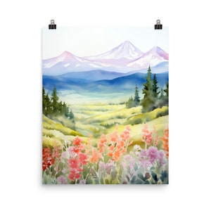 Three Sisters Watercolor Print | Oregon Gift | Oregon Art | Mountain Landscape Decor | US Travel Poster | Pacific Northwest | Nature Art