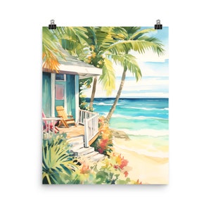 Key Largo Watercolor Print | Florida Travel Gift | Tropical Beach Decor | Floridian Poster | Seaside | Turquoise Water | Florida Keys Art