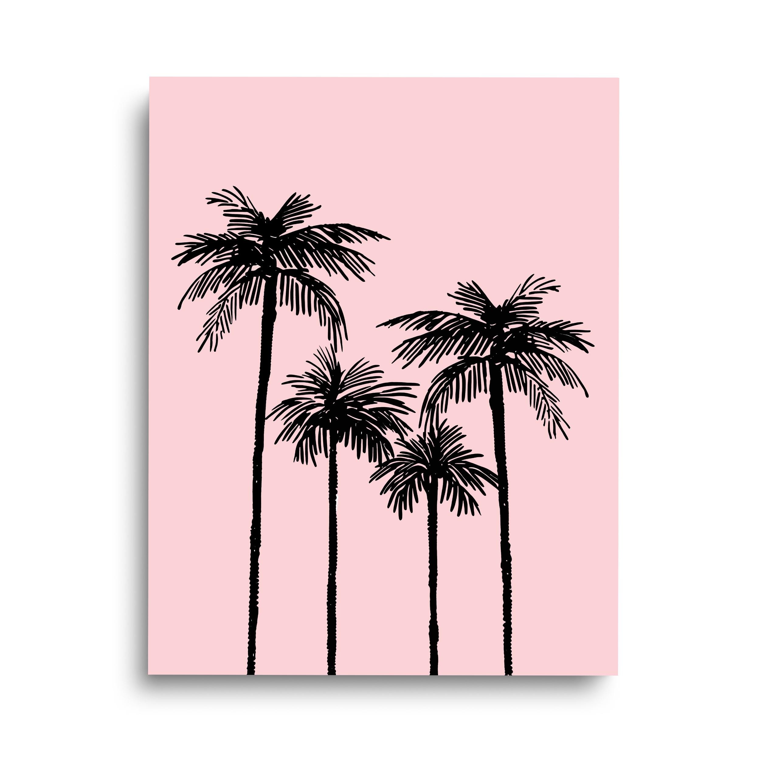 Pink Palm Trees Line Art Print, Tropical Wall Art, Beach House Decor, Minimalist Palm Poster, Summer Aesthetic Gift, SoCal Coastal Artwork