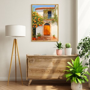 Andalusian Orange Tree Watercolor Print, Spain Wall Art, Mediterranean Home Decor, Spanish Travel Poster, European Countryside Artwork image 6