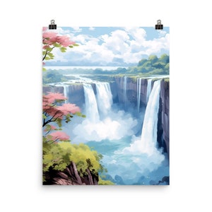 Iguazu Falls Watercolor Print | Argentina Gift | Waterfall Wall Art | Argentine Decor | Tropical Landscape Painting | South America Poster