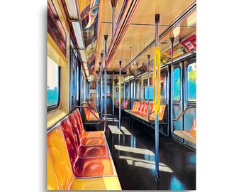 NYC Subway Seat Print | NYC Poster | New York City Travel Gift | Big Apple | Transit Decor | Retro Metro Art | Train Wall Art | Manhattan