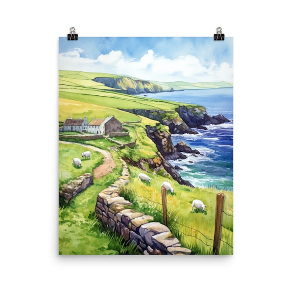 Dingle Peninsula Travel Print | Ireland Wall Art | Dingle Home Decor | Travel Gift | Watercolor Print | Europe Travel Poster | Irish Country