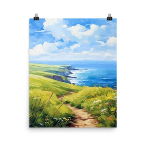 South Devon Watercolor Print | UK Travel Gift | Devonshire | England Wall Art | Coastal Landscape Decor | English Channel | Europe | Seaside