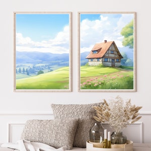 Black Forest Watercolor Print | Set of 2 | Germany Travel Gift | German Art | Deutschland | Countryside | Europe Landscape | Cottage Poster
