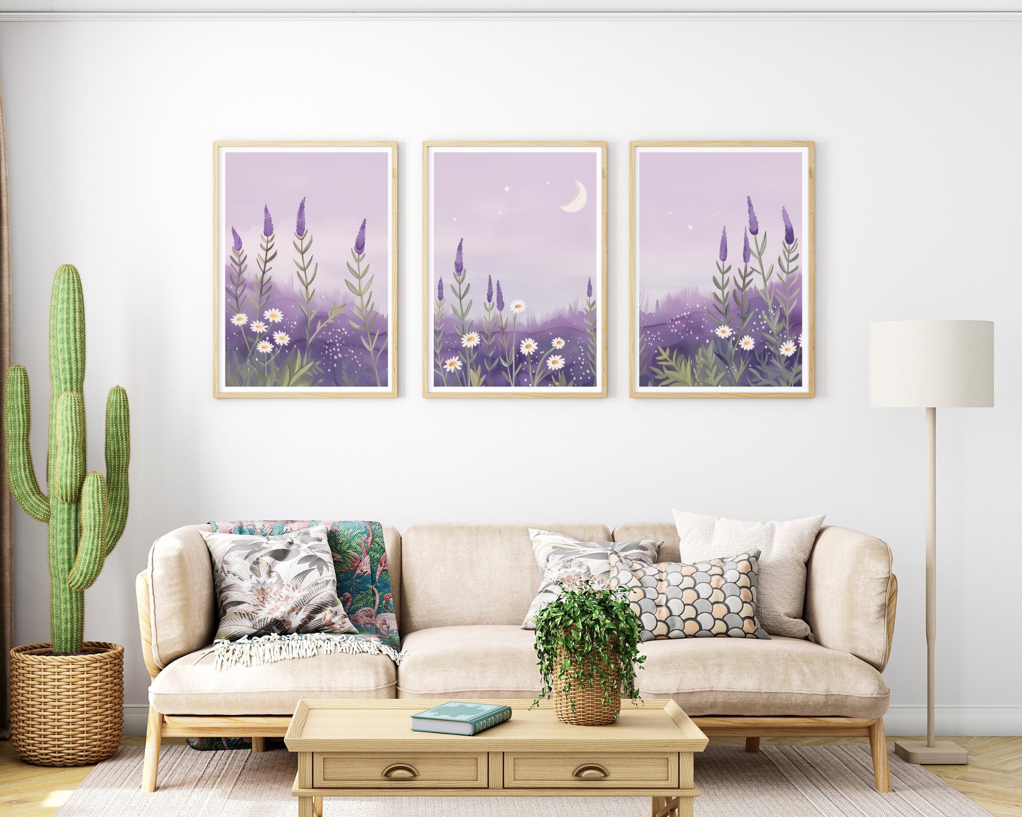 Lavender Wildflower Set of 3 Watercolor Prints, Botanical Wall Art ...