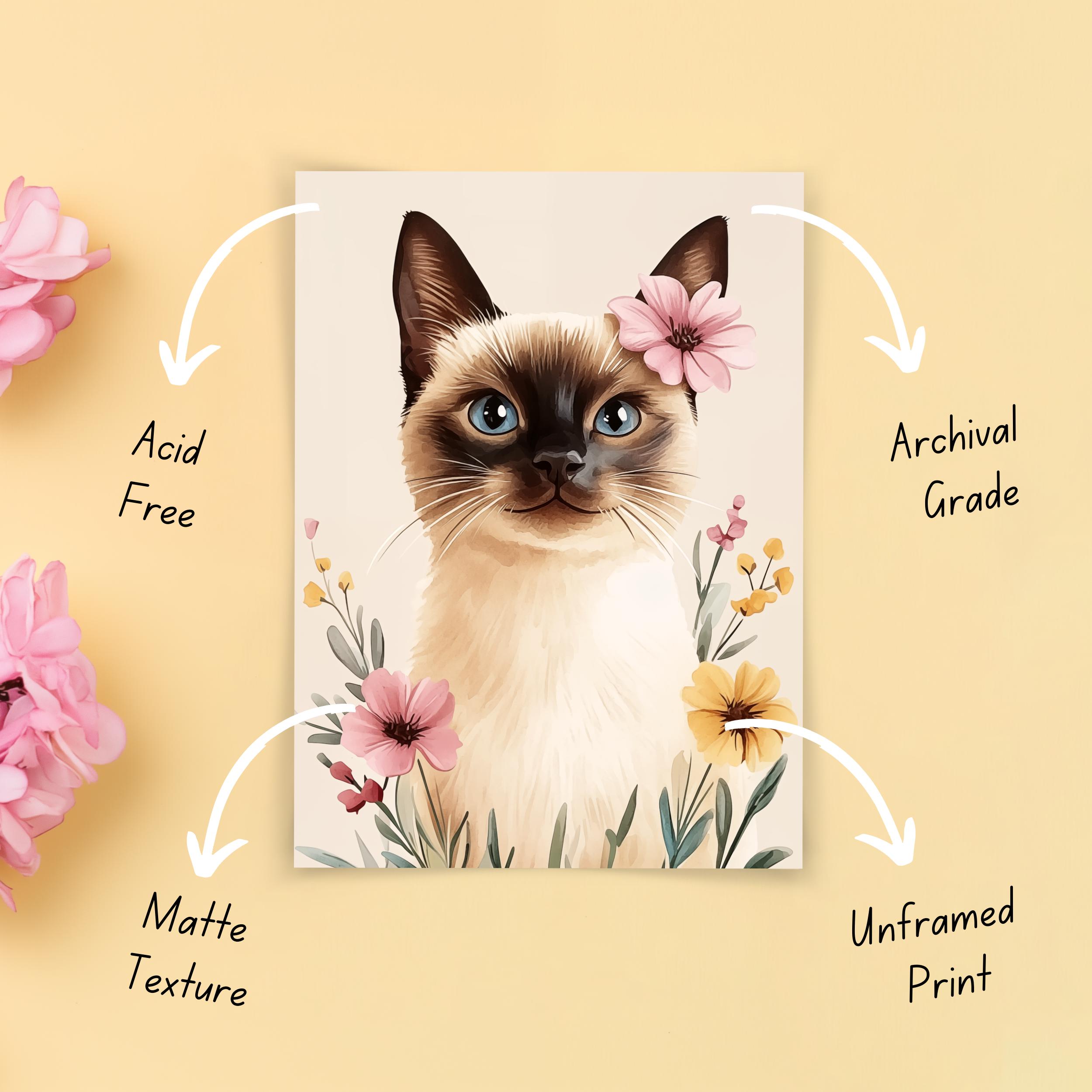 Society6 ケース Floating Cats by Kitten Rain Siamese Cat Watercolor Print | Cat Wall Art | Kitten Artwork