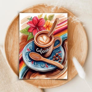 Cafecito Watercolor Art Print, Mexican Coffee Cup Poster - Etsy