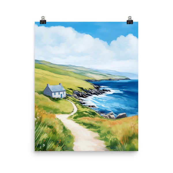 Achill Island Watercolor Print | Ireland Travel Gift | Irish Coastal Landscape | Ireland Art | European Art | Seaside Poster | Coastline