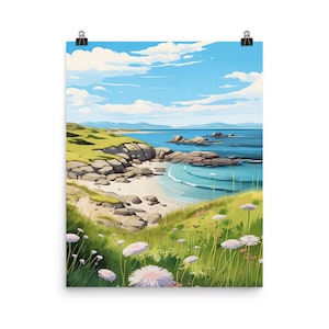 Isle of Iona Watercolor Print | Scotland Travel Gift | Scottish Art | Scotland Poster | White Daisy Art | UK Travel Poster | Scottish Decor