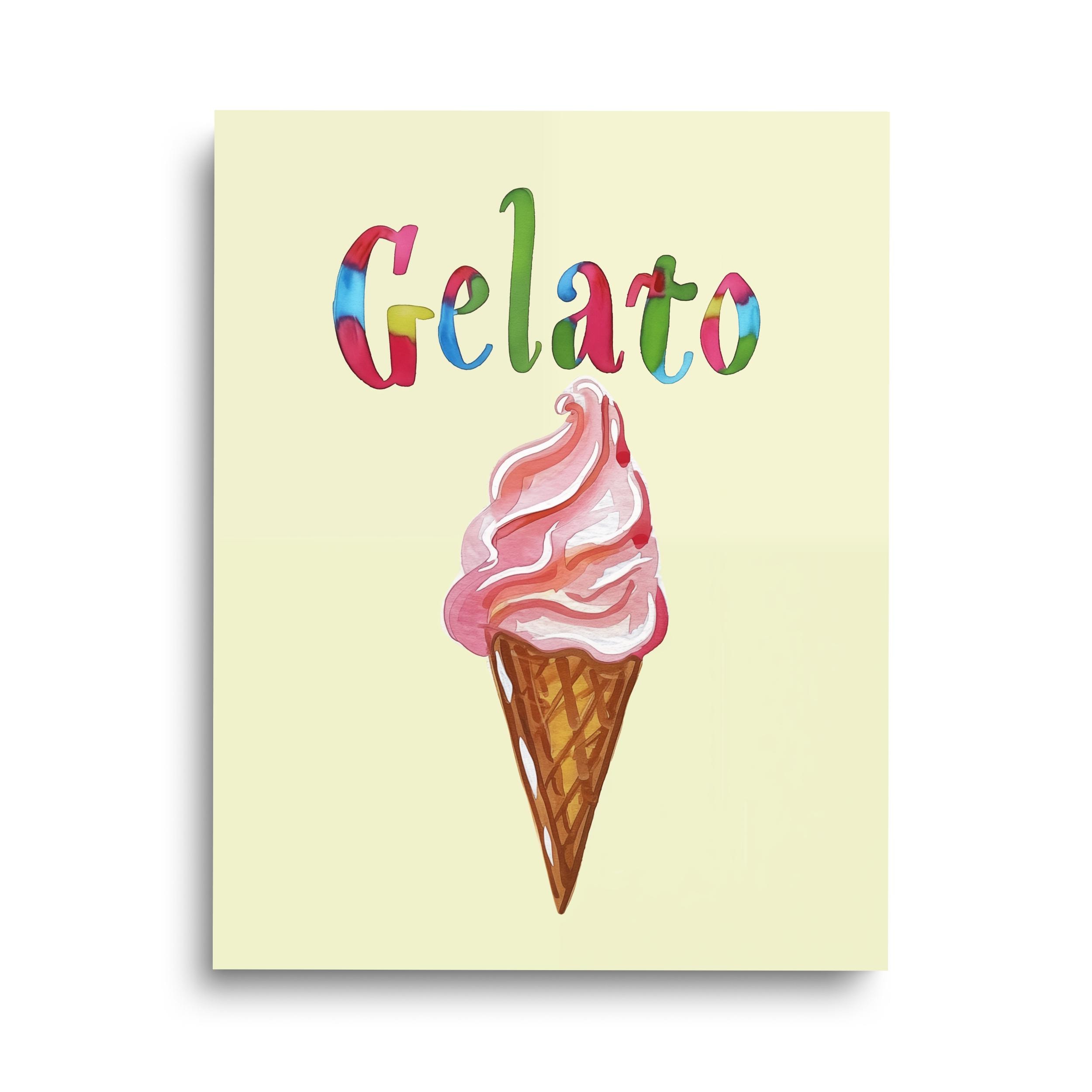 Italian Gelato Watercolor Print, La Dolce Vita Kitchen Decor, Dessert Wall Art, Positano Italy Gift, Amalfi Coast Poster, Summer Food Art