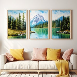 British Columbia Watercolor Print | Set of 3 | Canada Travel Gift | Canadian Rockies | Mountain Landscape Art | Nature Poster | Emerald Lake