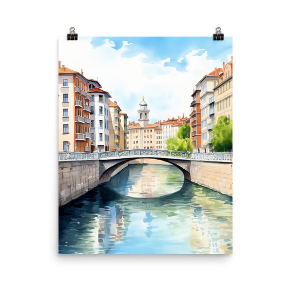 Bilbao Watercolor Print | Spain Travel Gift | Spanish Wall Art | European Cityscape | Europe Travel Poster | Biscay | Basque Country