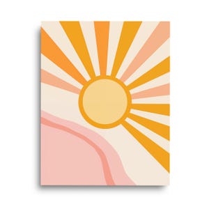 Retro Sunrise Line Art Print | Minimalist Wall Art | Boho Sun Decor | Art Deco Sunrise | Warm Tones Poster | 70s style | Bohemian Artwork