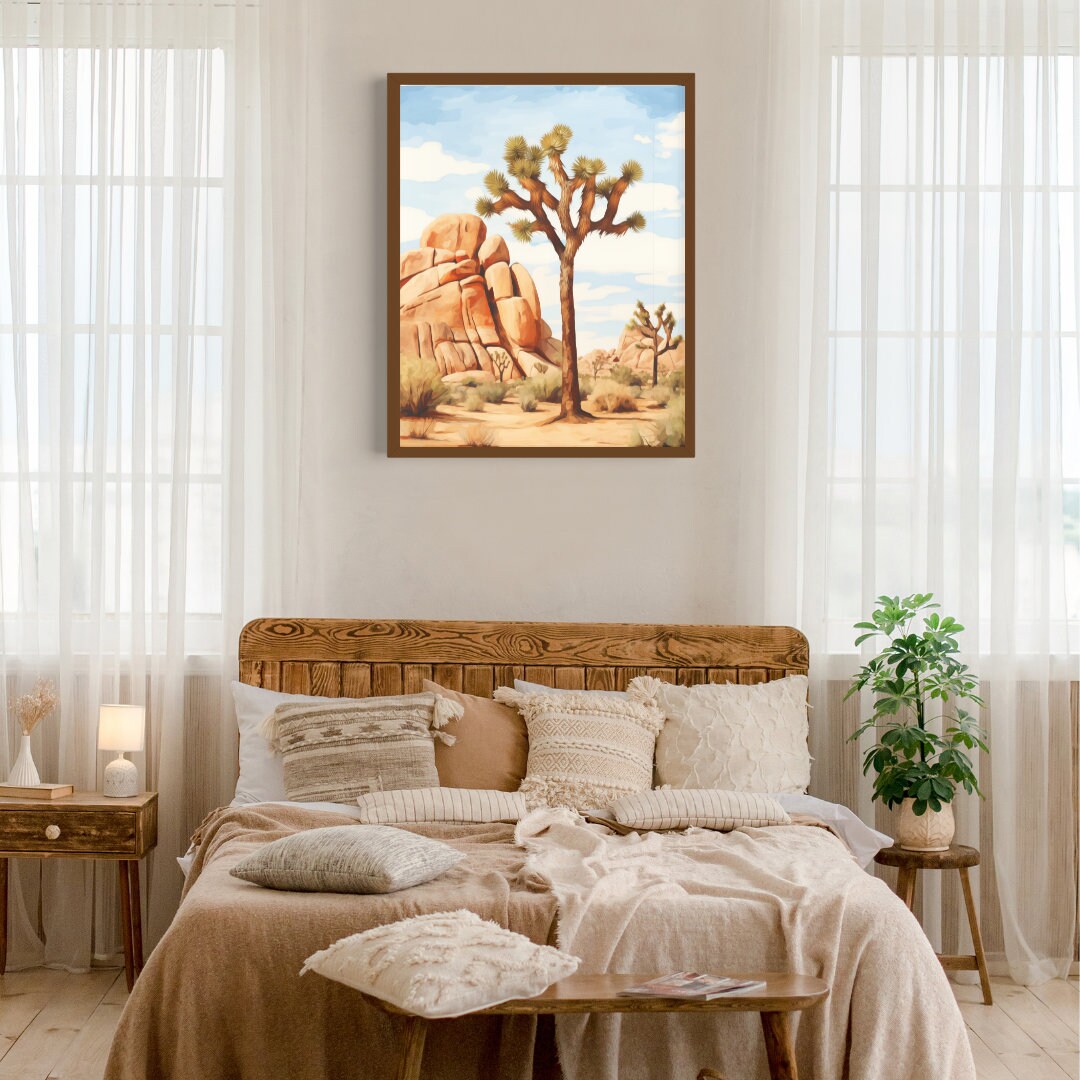 Joshua Tree National Park Watercolor Print, California Desert Landscape ...