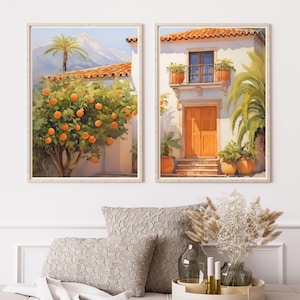 Andalusia Orange Tree | Set of 2 | Watercolor Print | Spain Travel Gift | Spanish Wall Art | Fresh Oranges Poster | Mediterranean Fruit Art