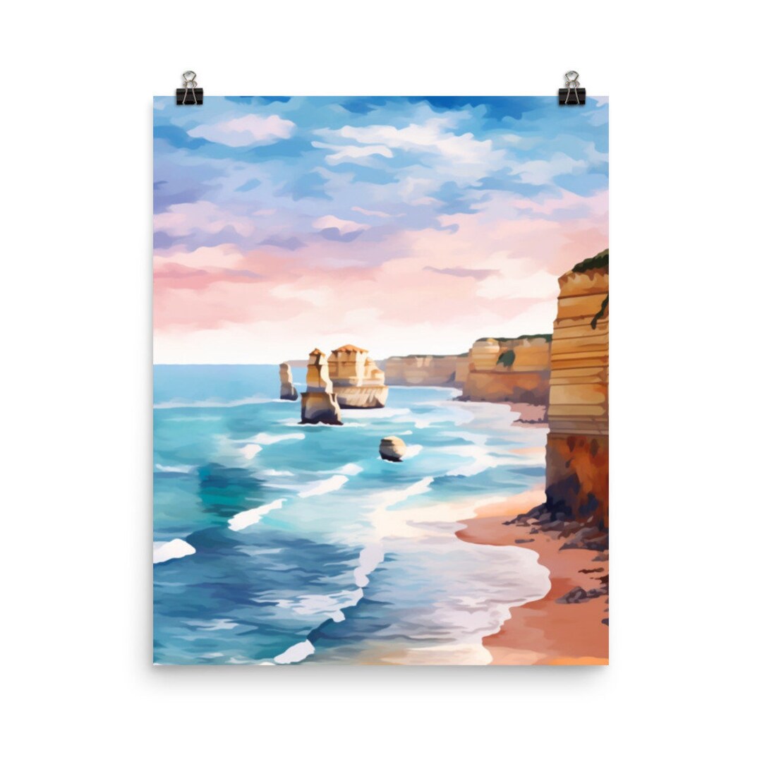 Twelve Apostles Watercolor Print Australia Travel Gift Australian Decor