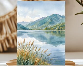 Lake Kerkini Greece Watercolor Wall Art, Print or Canvas