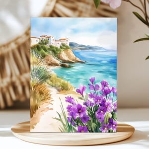 Calasetta Watercolor Print | Sicily Wall Art | Sicilian Home Decor | Italy Artwork | Mediterranean | Coastal Landscape | Seaside Beach