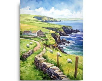 Dingle Peninsula Travel Print | Ireland Wall Art | Dingle Home Decor | Travel Gift | Watercolor Print | Europe Travel Poster | Irish Country