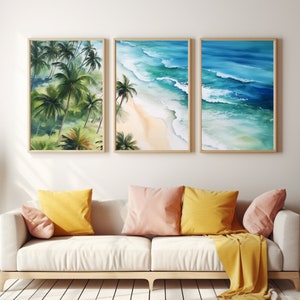 Dominican Republic Watercolor Print | Set of 3 | Caribbean Islands | Dominican Republic | Coastal Landscape | Palm Tree Art | Tropical Decor