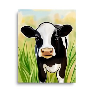 Cute Calf Watercolor Print | Cow Wall Art | Farm Animal Nursery Decor | Pastoral Poster | Farmhouse | Countryside Artwork | Cattle Portrait
