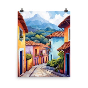 La Candelaria Watercolor Print | Colombia Travel Gift | Bogota | Colombian Decor | Colorful Cityscape | South America Art | Colombia Poster
