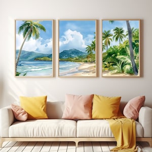 Trinidad and Tobago Watercolor Print | Set of 3 | Trinidadian Gift | Caribbean Wall Art | Tropical Island Decor | Coastal Beach Art | Trini