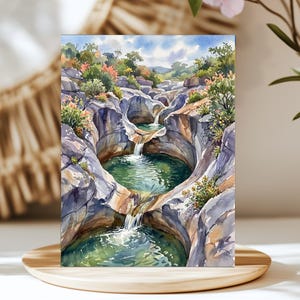 Vale da Lua Sculpted Water Brazil Watercolor Print or Canvas, South America Landscape Wall Art, Nature Travel Decor