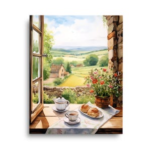 English Kitchen Watercolor Print | Watercolor Print | England Travel Gift | Countryside | Kitchen Decor | Coffee Wall Art | Window View