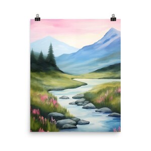 Denali National Park Watercolor Print, Alaskan Mountain Wall Art, Mount McKinley Landscape Poster, Wilderness Decor, Alaska Artwork