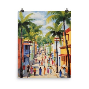Barranquilla Carnival Watercolor Print, Colombia Wall Art, South America Poster, Colorful Festival Street Decor, Vibrant Cityscape Artwork