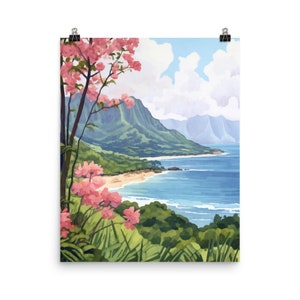 NaPali Coast Watercolor Print | Kauai | Hawaii Wall Art | Coastal Landscape Painting | Travel Gift | Home Decor | Hawaiian Seascape Portrait
