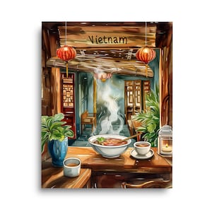 Vietnamese Kitchen Watercolor Print | Vietnam Travel Gift | Food Wall Art | Foodie | Pho | Restaurant Decor | Cooking Poster | Asian Cuisine