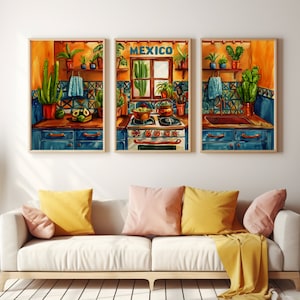 Mexican Kitchen Watercolor Print | Set of 3 | Mexico Travel Gift | Kitchen Home Decor | Food Wall Art | Foodie | Culinary Poster | Latin Art