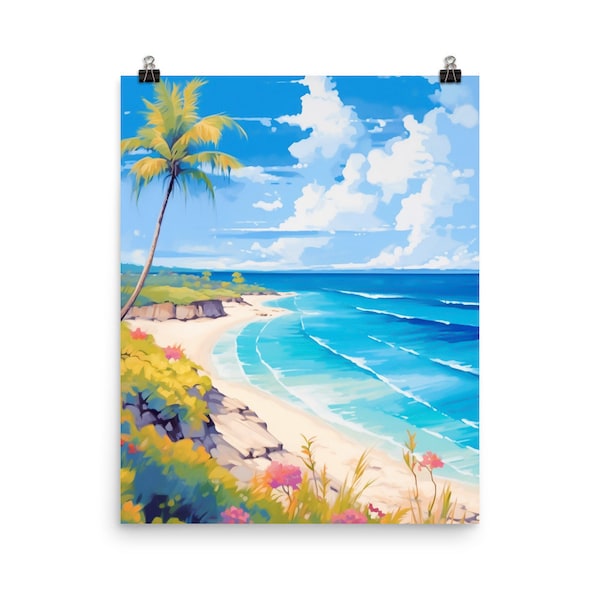 Eleuthera Island Watercolor Print | Bahamas Travel Gift | Bahamian Islands Wall Art | Caribbean Sea Decor | Exotic Island | Palm Trees