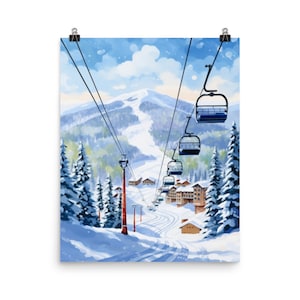 Vail Watercolor Print | Colorado Travel Gift | Rocky Mountains Decor | Ski Resort Art | Alpine | Mountain Landscape | Winter Wonderland Art