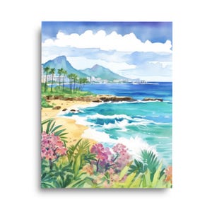 Maui Watercolor Print | Hawaii Travel Gift | Hawaiian Wall Art | Lahaina | Coastal Landscape Decor | Beach Poster | Tropical Island Painting