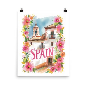 Spain Watercolor Print | Spain Travel Gift | Spanish Wall Art | Europe Travel Poster | Iberian | Mediterranean Decor | European Painting