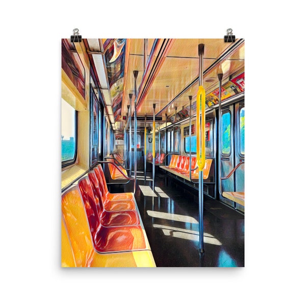 NYC Subway Seat Print | NYC Poster | New York City Travel Gift | Big Apple | Transit Decor | Retro Metro Art | Train Wall Art | Manhattan