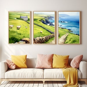 Dingle Peninsula Travel Print | Set of 3 | Ireland Wall Art | Dingle Decor | Travel Gift | Watercolor Print | Europe Poster | Irish Country