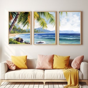 Rincon Watercolor Print | Set of 3 | Puerto Rico Gift | Puerto Rican Wall Art | Caribbean Decor | Seaside Poster | Coastal Palm Trees Art