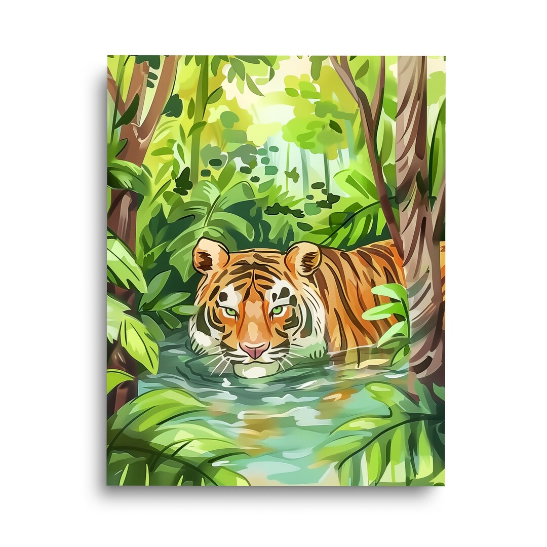 Tiger Watercolor Print, Exotic Jungle Animal Wall Art - Etsy