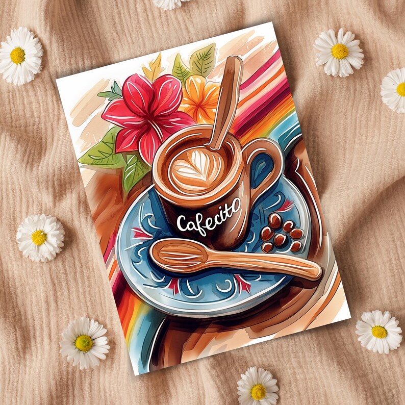 Cafecito Watercolor Art Print, Mexican Coffee Cup Poster - Etsy