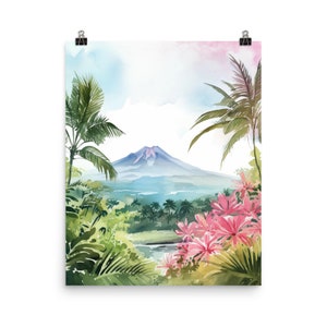 Mauna Loa Watercolor Print | Hawaii Travel Gift | Hawaiian Landscape | Volcano Art | Island of Hawaii | Tropical Home Decor | Hawaii Poster