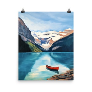Lake Louise Watercolor Print | Canada Travel Gift | Alberta | Banff National Park | Canadian Rockies | Canada Wall Art | Mountain Landscape